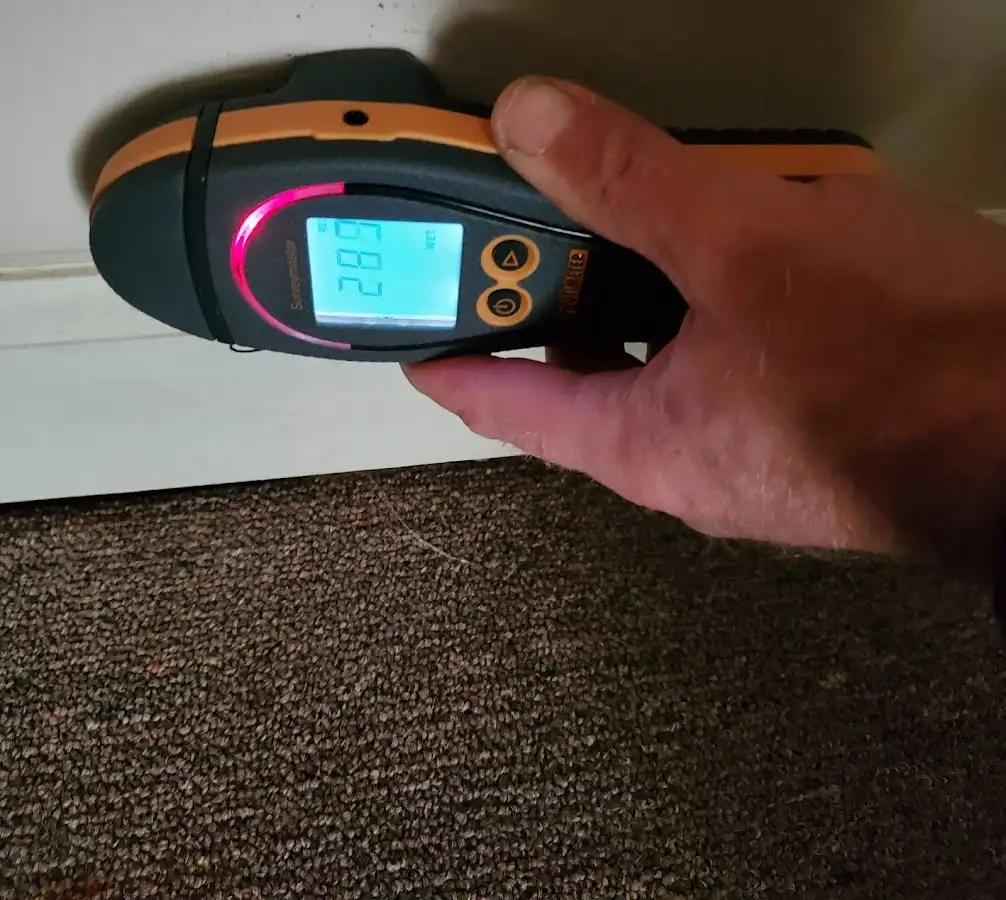Moisture detection at baseboard during Burst Pipe Cleanup in Pleasure Point